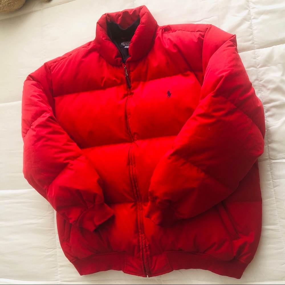 Iconic Polo Ralph Lauren Red Puffer Coat XL 90s